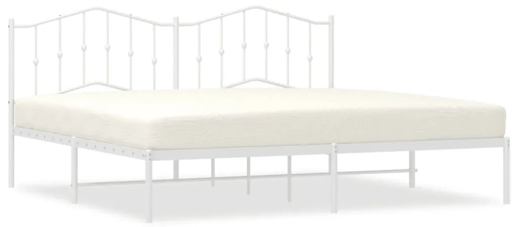 373845 vidaXL Cadru de pat metalic cu tăblie, alb, 200x200 cm