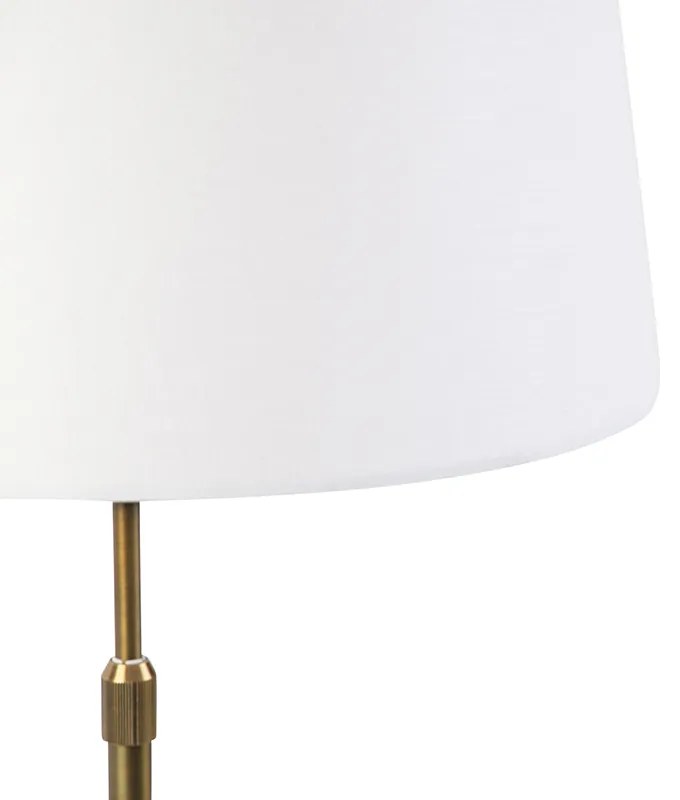 Lampă de masă din bronz cu abajur de in alb 35cm - Parte