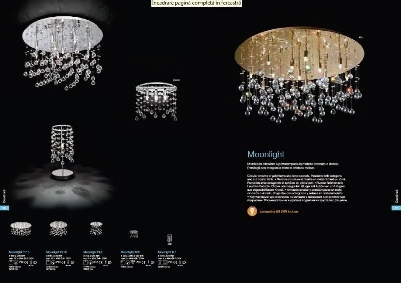 Plafonier cristal Venezian diam. 60cm MOONLIGHT PL12 Oro 082783