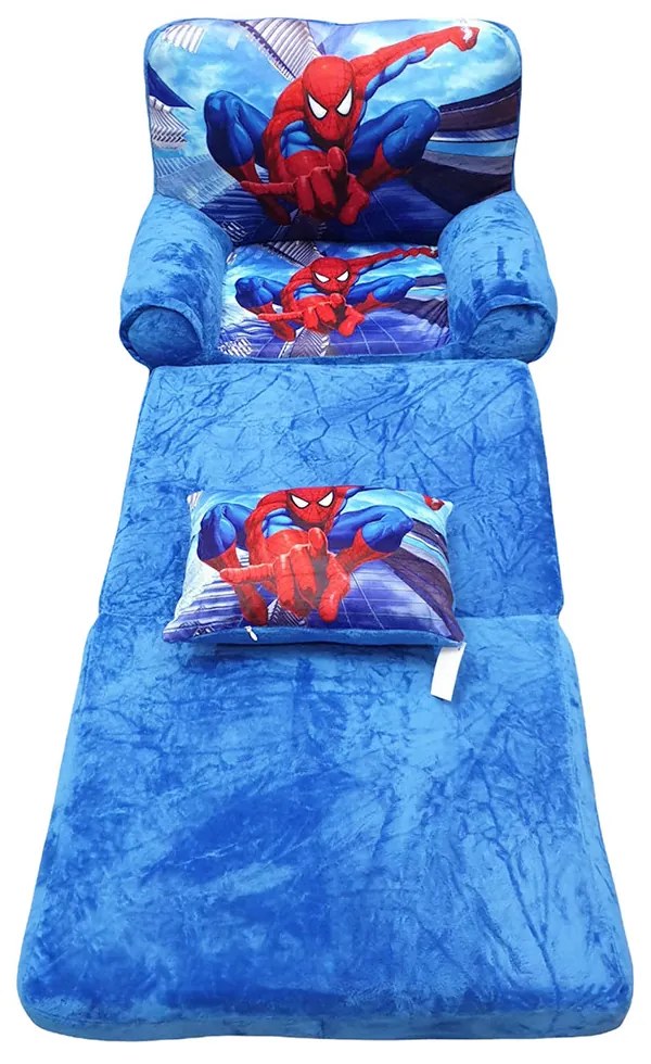 Fotoliu din plus extensibil in 3 pliuri, Amazing Spider-Man, 120 cm, Albastru - FPE-17