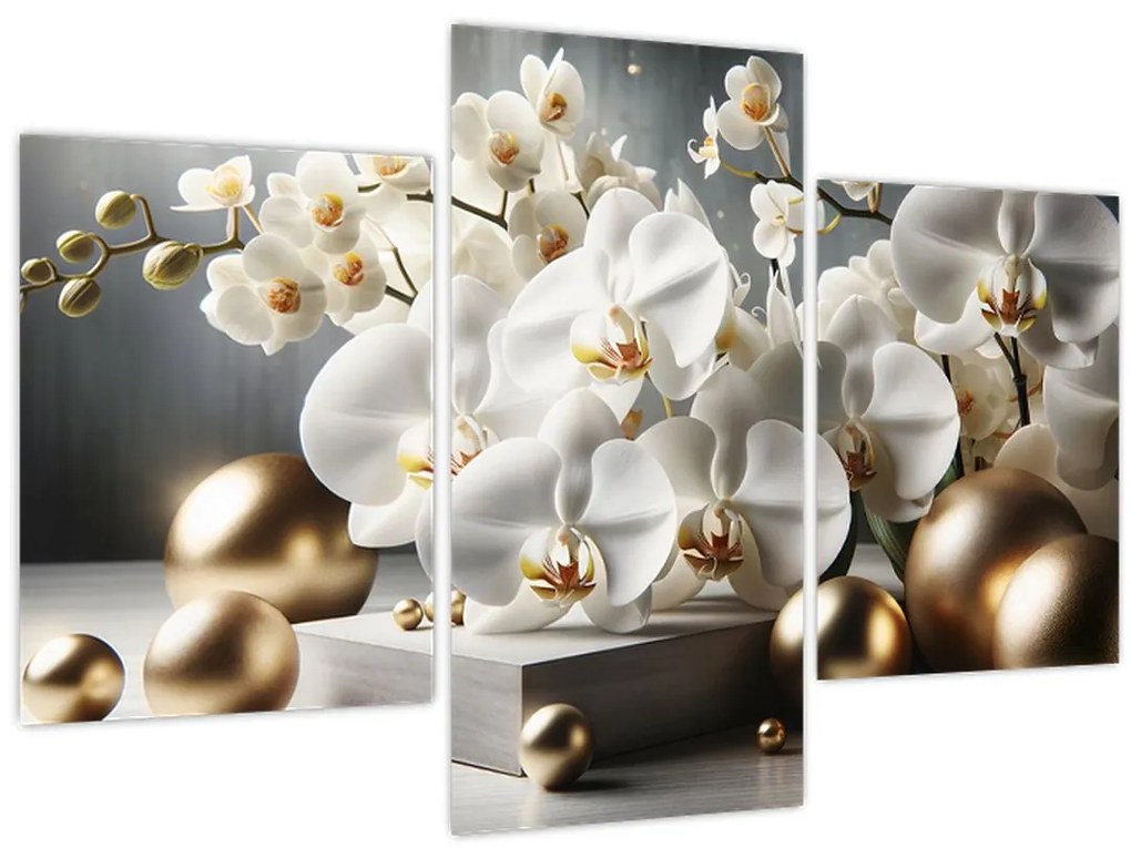 Tablou - Orhidee și bile aurii (90x60 cm)