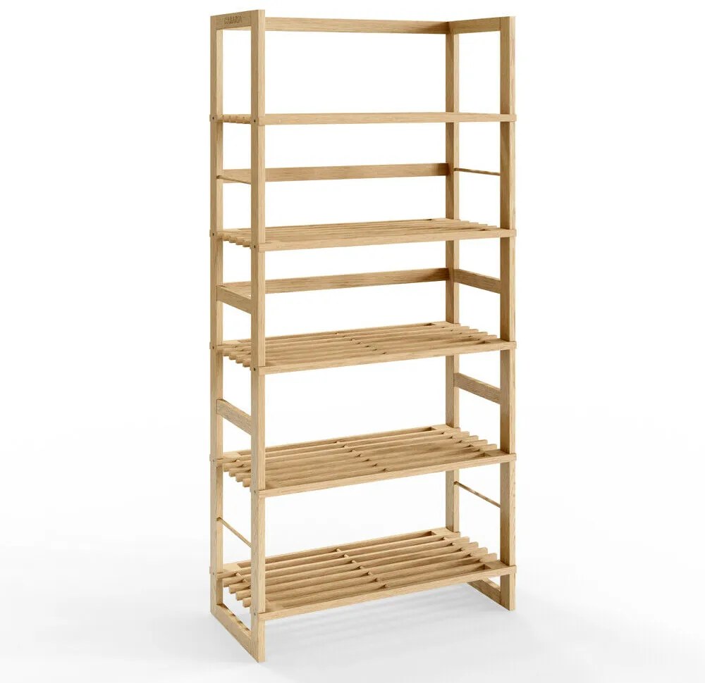 Raft de lemn ÖLAND, 58x27x136cm, 5 polițe, maro Casaria