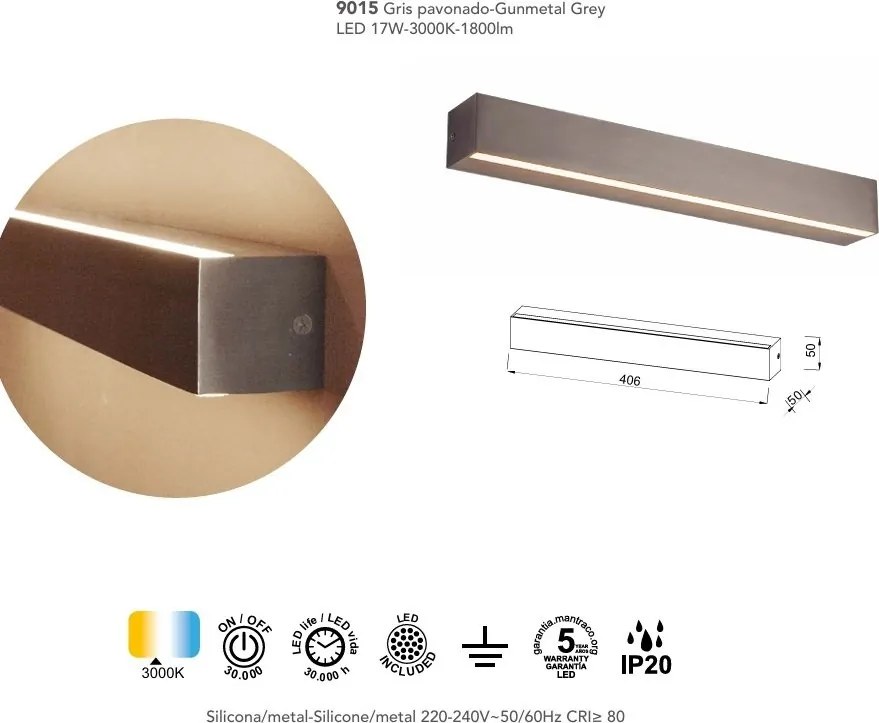 Aplica de perete liniara LED ELEGANCE 40cm