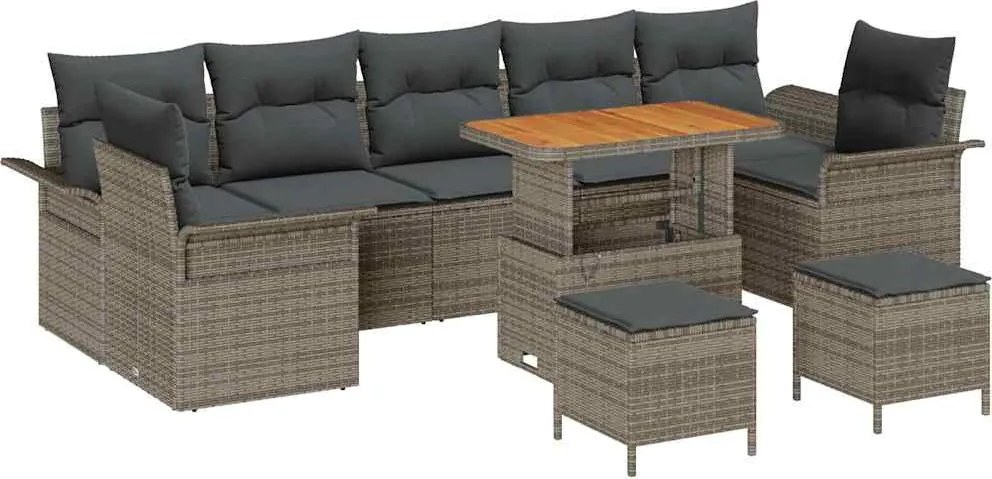 vidaXL Set de canapele pentru grădină cu pernă cu pernă 10 pcs Gri