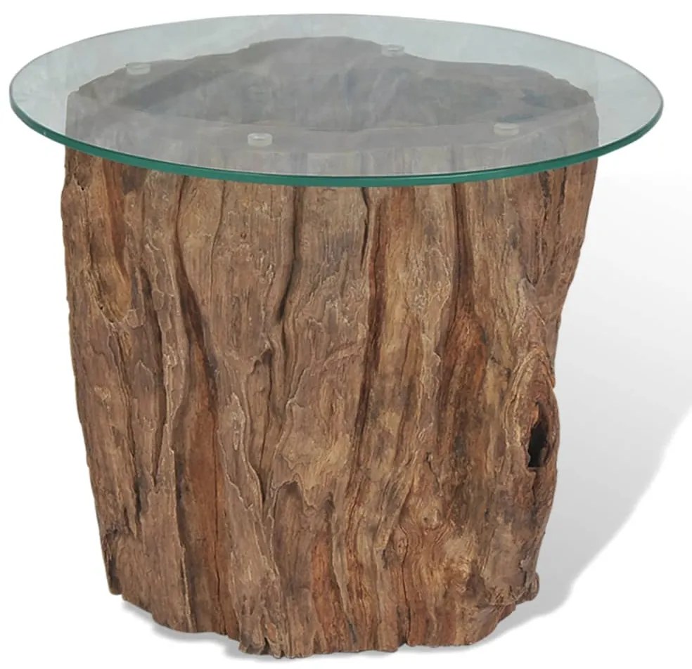 245069 vidaXL Măsuță de cafea, lemn de tec și sticlă, 50 x 40 cm