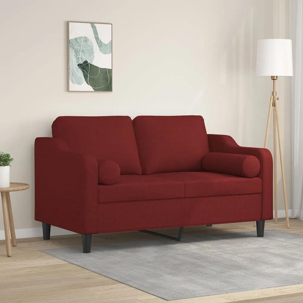 3153021 vidaXL Canapea cu 2 locuri cu perne&pernuțe roșu vin 120 cm textil