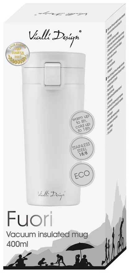 Cană termică Vialli Design Fuori, 400 ml, alb