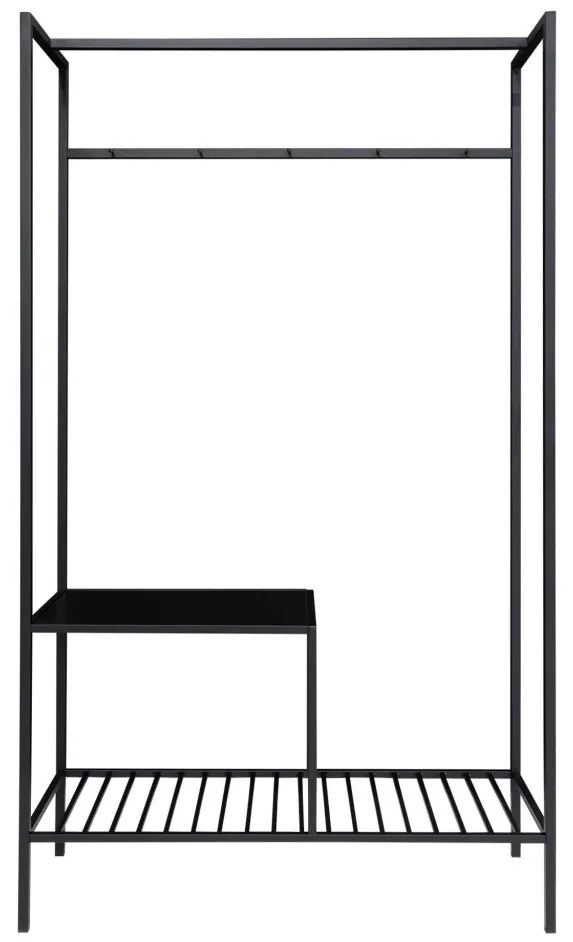 Vita suport pentru haine, 2 rafturi, negru, cadru negru 101x38x170 cm