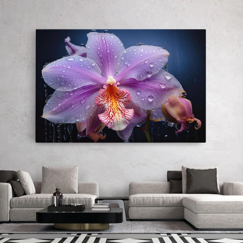 Tablou Canvas, 20x30cm, Dormitor si Living, Flori, Orhidee, Orchid In Rain