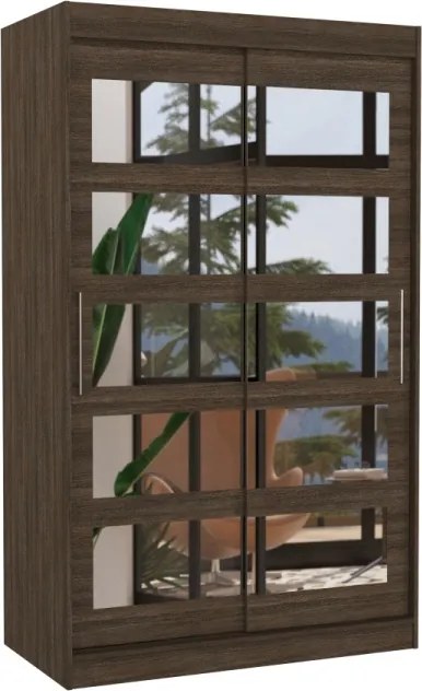 Dulap cu usi glisante si oglinda 120x200 cm, Salem, ADRK Furniture (Culoare: Alb)