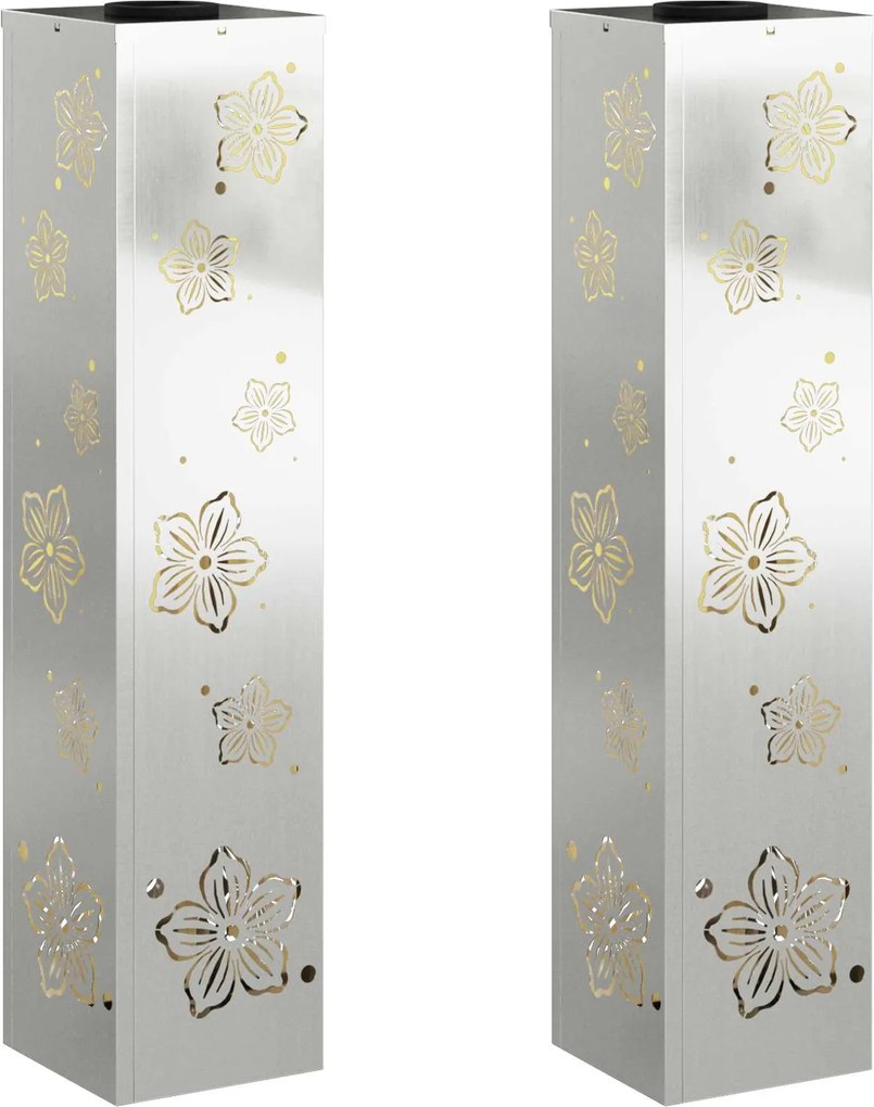 vidaXL Lumină LED Solară pentru Alei 2 pcs Argintiu Oțel galvanizat