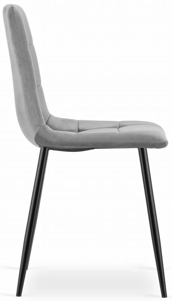 Scaun catifea gri deschis KARA cu picioare negre