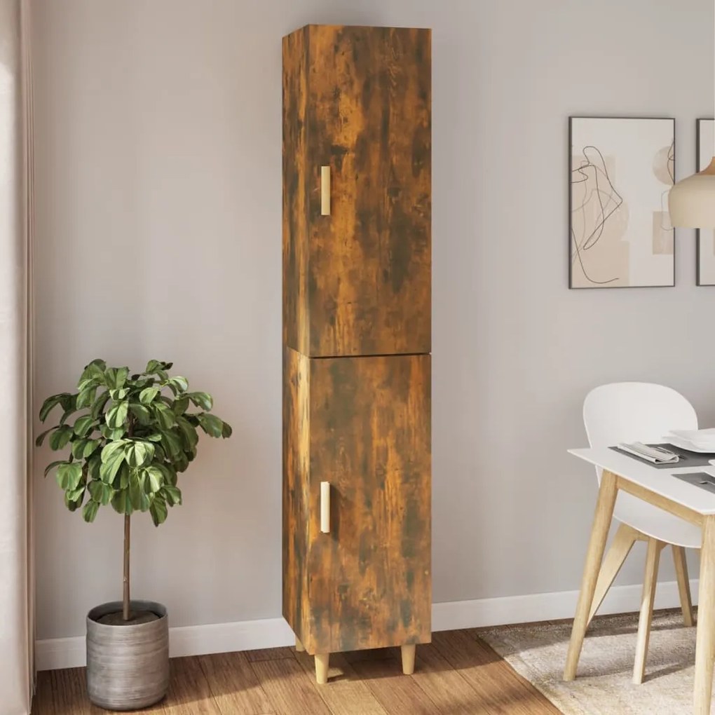 3115249 vidaXL Dulap înalt, stejar fumuriu, 34,5x34x180 cm, lemn prelucrat