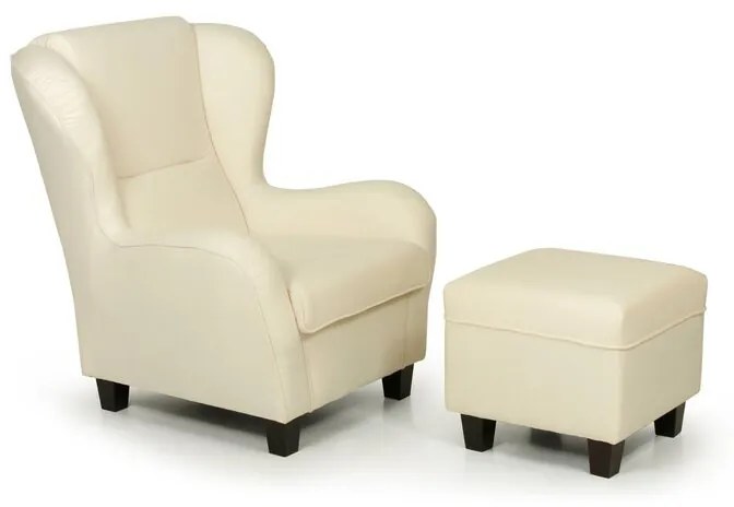 Fotoliu cu scaun pentru picioare Dunmire, textil, bej, 101 x 90 x 92 cm