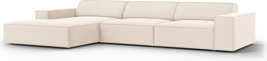Coltar stanga 4 locuri, Jodie, Micadoni Home, BL, 284x166x70 cm, catifea, bej deschis