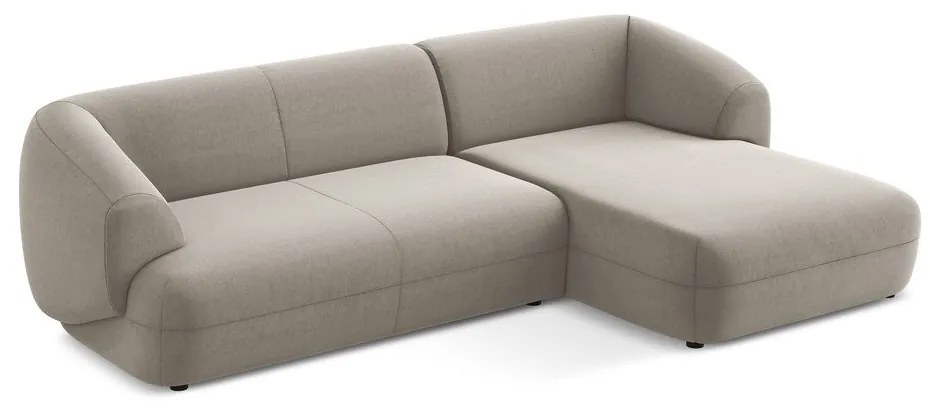 Colțar bej cu tapițerie din catifea (cu colț pe partea dreaptă) Moana – Makamii