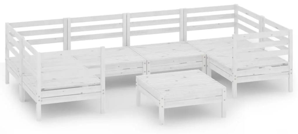 3083520 vidaXL Set mobilier de grădină, 7 piese, alb, lemn masiv de pin
