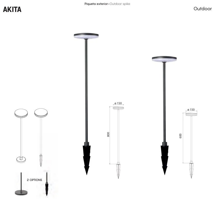 Tarus, Proiector de iluminat exterior IP54, H-80cm, AKITA negru MA-8481