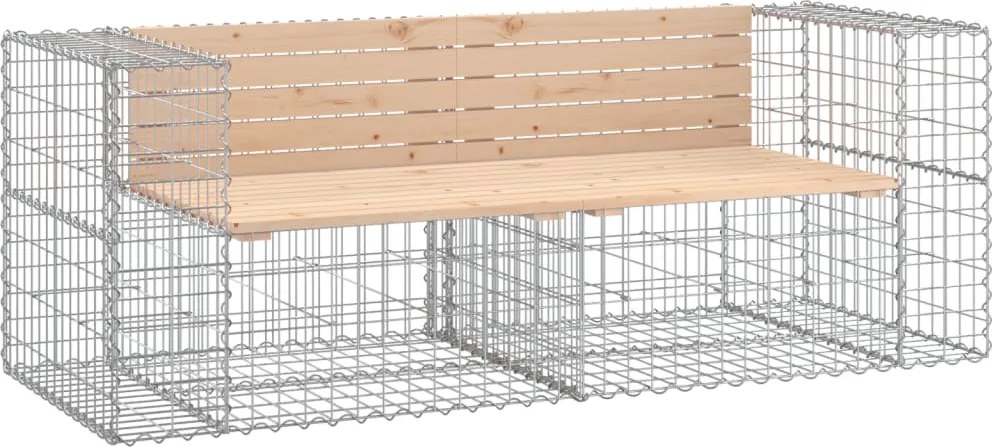 vidaXL Bancă de grădină, design gabion, 184x71x65,5 cm, lemn masiv pin