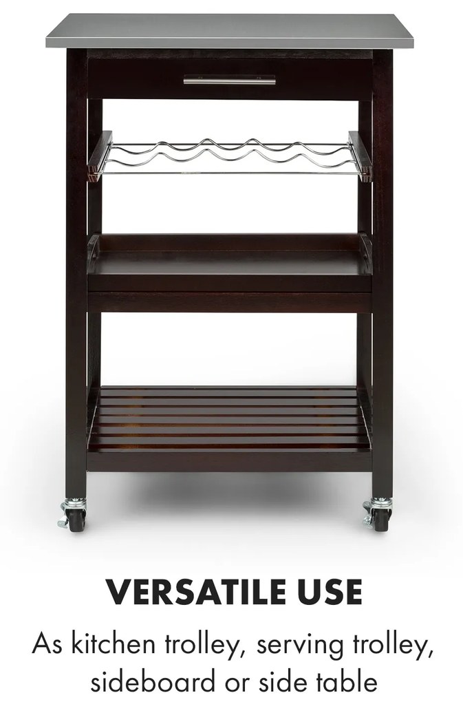 Klarstein Vermont, cărucior de servire, cărucior de bucătărie, 5 niveluri, lemn, oțel inoxidabil, mobil