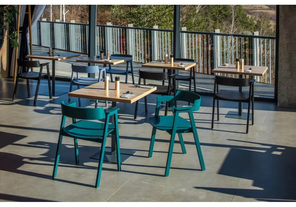 Scaun de dining petrol cu cotiere din lemn de stejar Flip – Gazzda