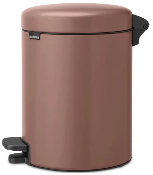 Cos de gunoi cu pedala Brabantia NewIcon 1008841, 5 L, Inchidere lina, Baza antiderapanta, Finisaj satinat, Maro