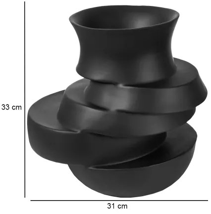 Vază din rășină, 38x33x36 cm, negru mat