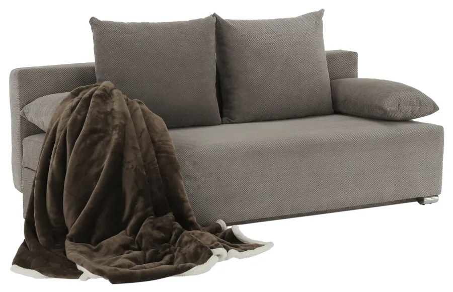 Canapea extensibilă, ţesătură gri maro taupe, FERIHA