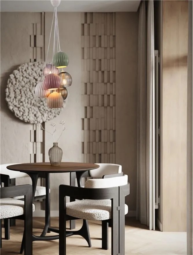 Lustra cu 7 pendule, Ceramica, Sticla, Multicolor, MELINE
