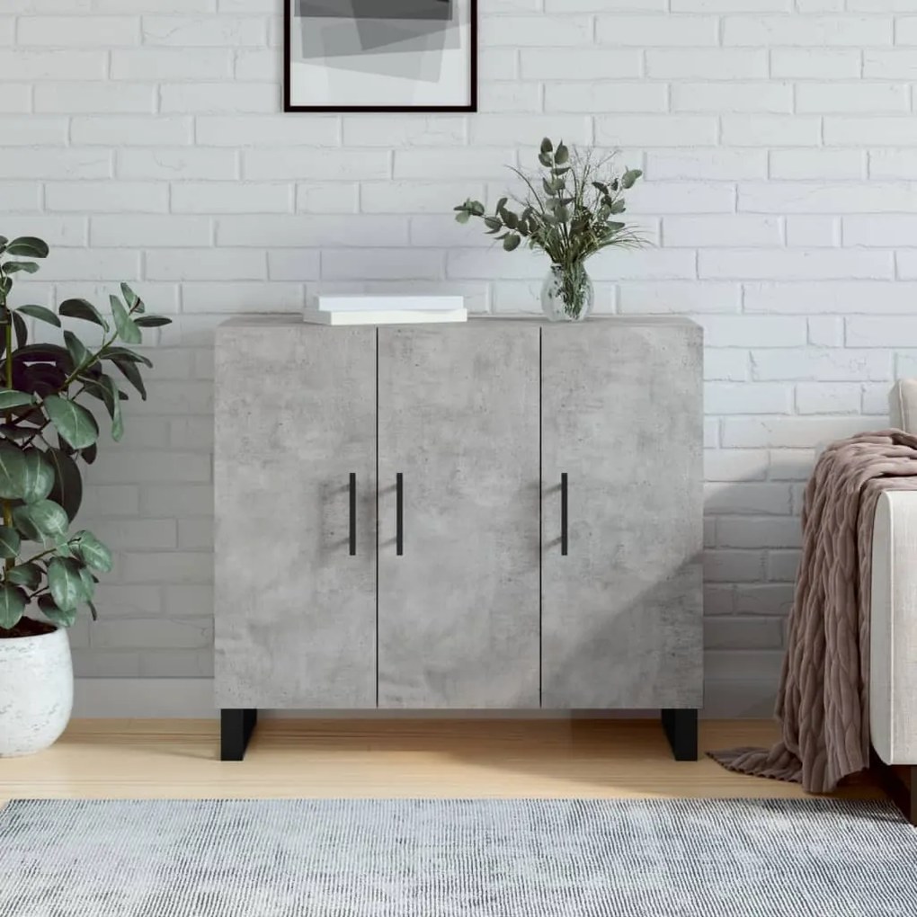 828136 vidaXL Dulap, gri beton, 90x34x80 cm, lemn compozit