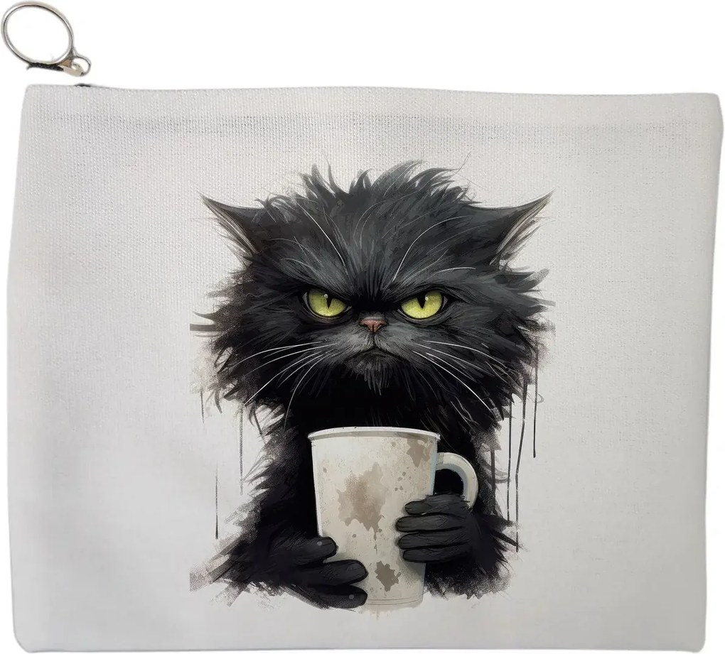 Portfard Cosmetice tip Plic, model Coffee Addict, 23x18 cm, Alb, BEKZ®