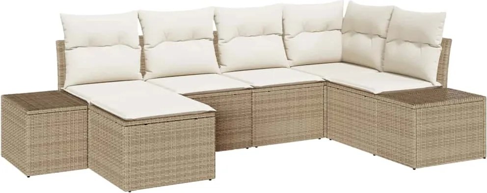 vidaXL Set de canapele pentru grădină 6 pcs Bej și crem poliratan