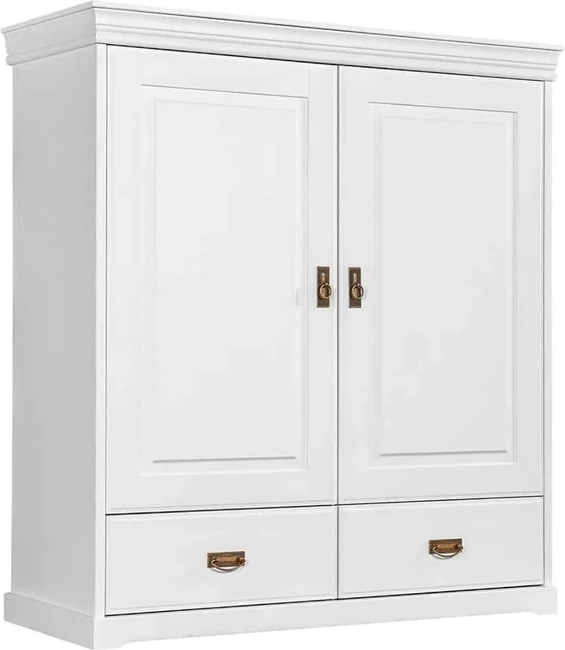 Dulăpior lemn masiv alb Florence, 130 × 50 × 142 cm