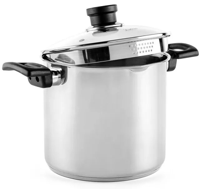 Cratiță adâncă Luigi Ferrero Sophia FR-3407, 20x18 cm, 5.6 l, Oțel 18/10, Capac din sticlă cu gaură pentru abur, Inducție, Inox