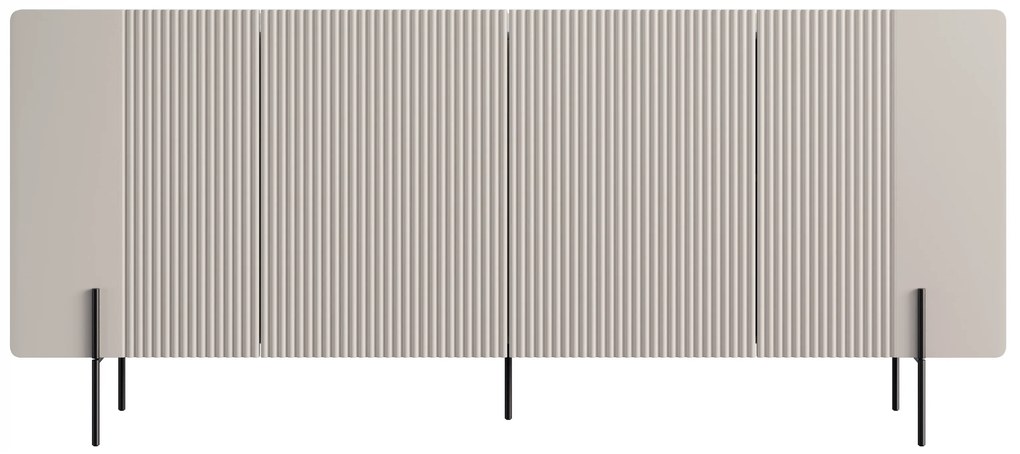 Comodă cu patru uși Malmi 200 cm - cashmere / crema bianca / picioare negre