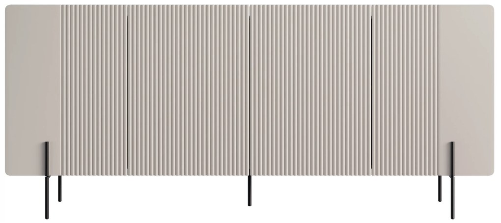 Comodă Malmi 200 cm cu 4 uși - cașmir / crema bianca / picioare negre