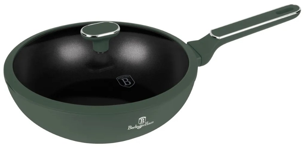 Tigaie wok antiaderenta cu titan 28 cm Green Matte Collection Berlinger Haus BH 8159