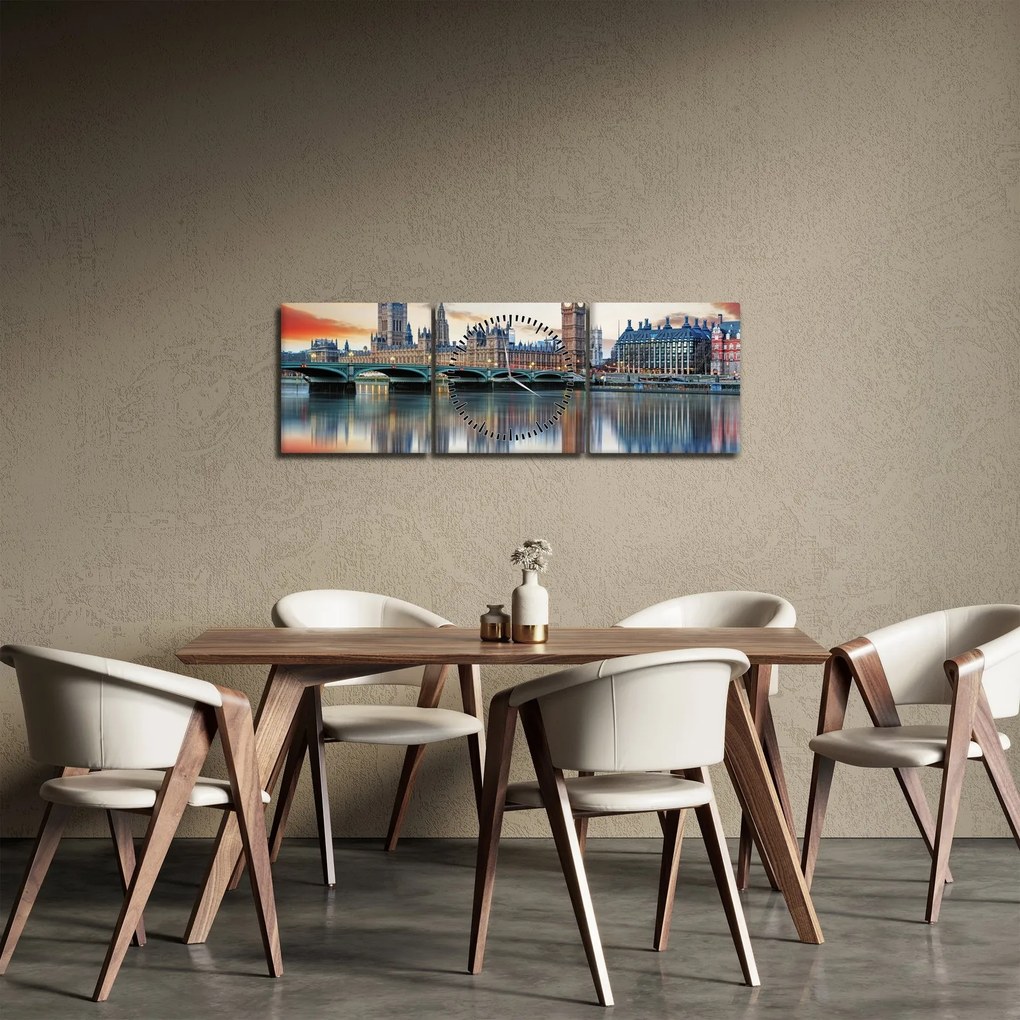 Tablou - Houses of Parliament din Londra (cu ceas) (90x30 cm)