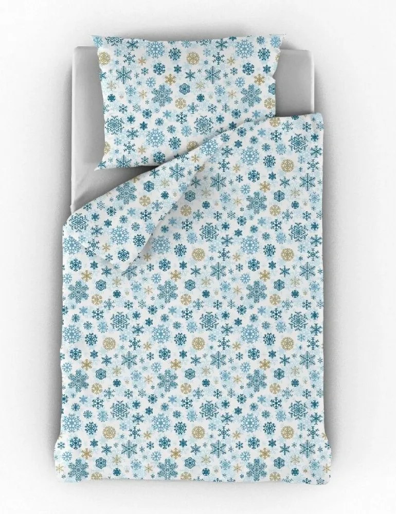 Lenjerie de pat din bumbac Kvalitex Fulg, albastru, 140 x 200 cm, 70 x 90 cm