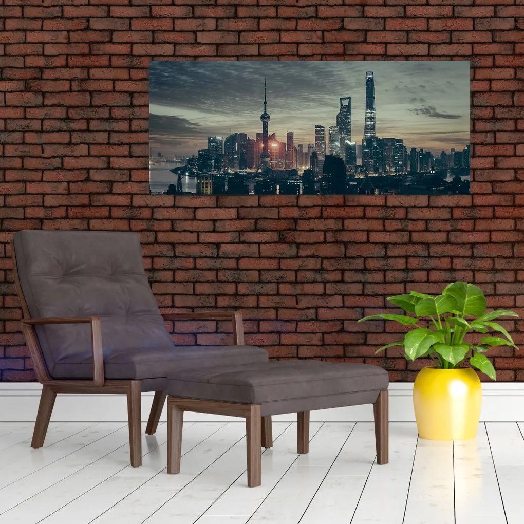 Tablou cu orașul în amurg (120x50 cm)