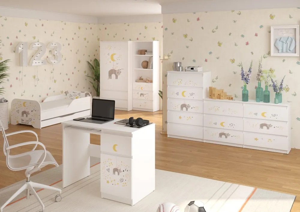 Pat magic pentru copii, cu o pisicuță aflată în diferite conselații 160 x 80 cm