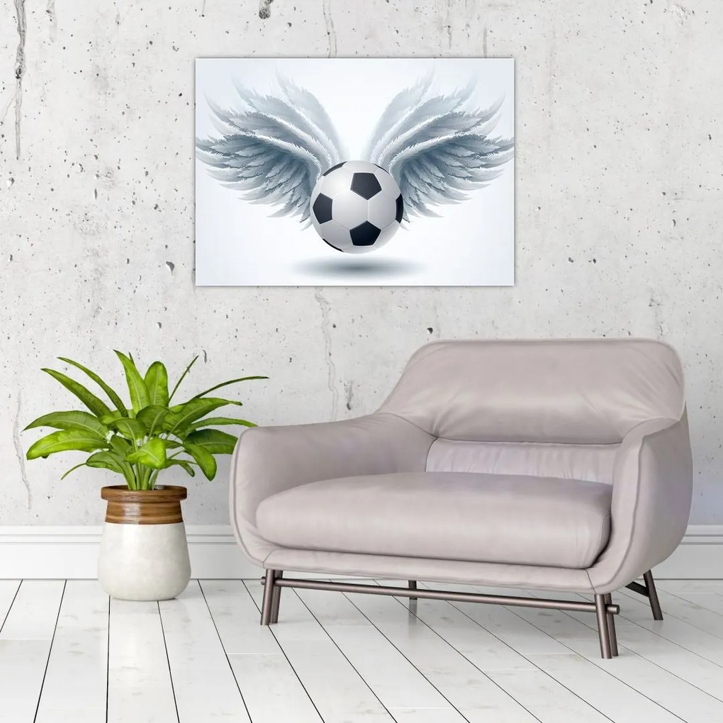 Tablou pe sticlă - Balon cu aripi (70x50 cm)