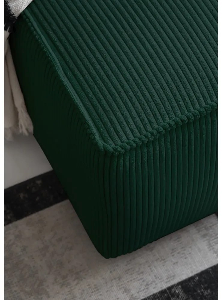 Colțar verde închis extensibil cu tapițerie din catifea reiată (cu colț pe partea stângă ) Brave Dave – Miuform