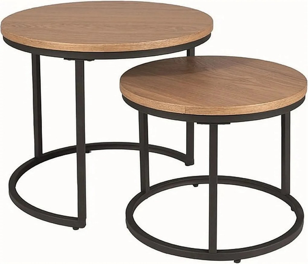 Set 2 masute cafea AMARO, stejar/negru