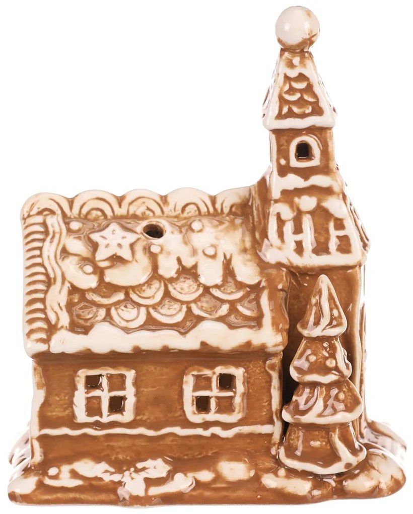 Sfeșnic Biserica din turtă dulce, ceramică, 16 cm