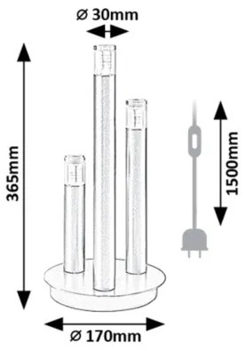Lampă de masă Rabalux 74365 RAMIRA 3xG9/5W/230V negru