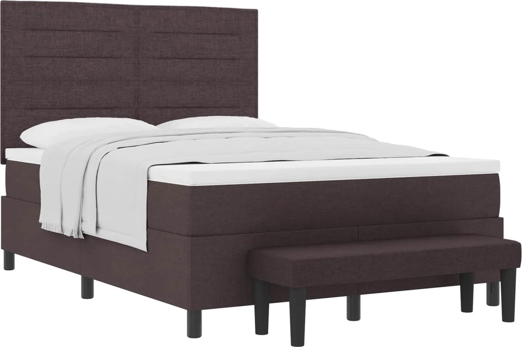 vidaXL Pat cu arcuri cu saltea Maro închis 140 x 190 cm țesătură