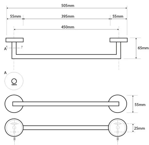 SAPHO XS401 X-Steel suport pentru prosoape 50,5 cm, oțel inoxidabil periat