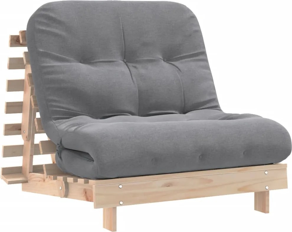 vidaXL Canapea futon cu saltea, 80x206x11 cm, lemn masiv de pin