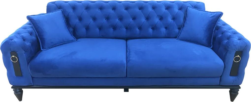 Canapea fixă 3 locuri albastră - model GLORIA